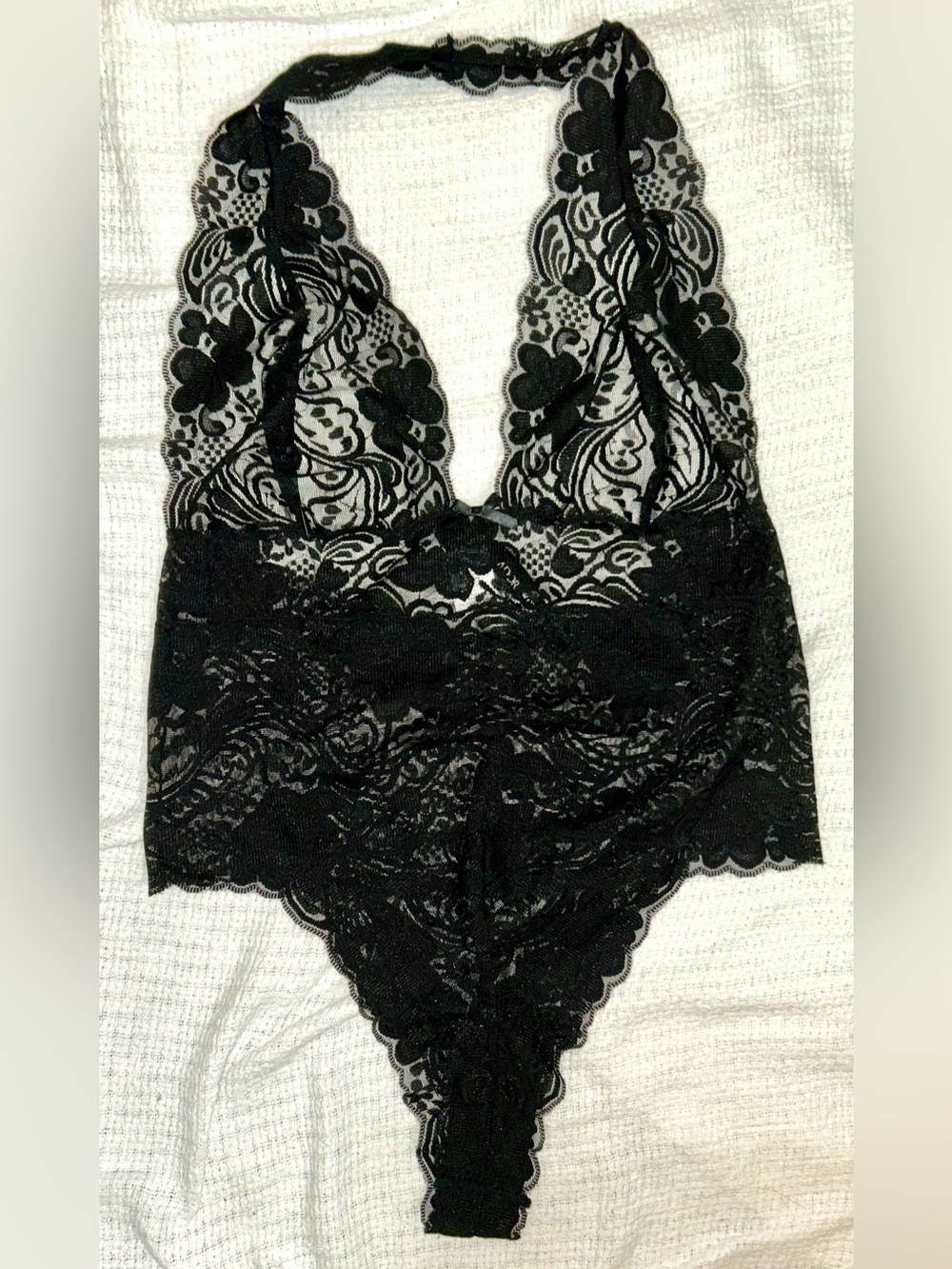 Adore Me Black Lace Halter Teddy
